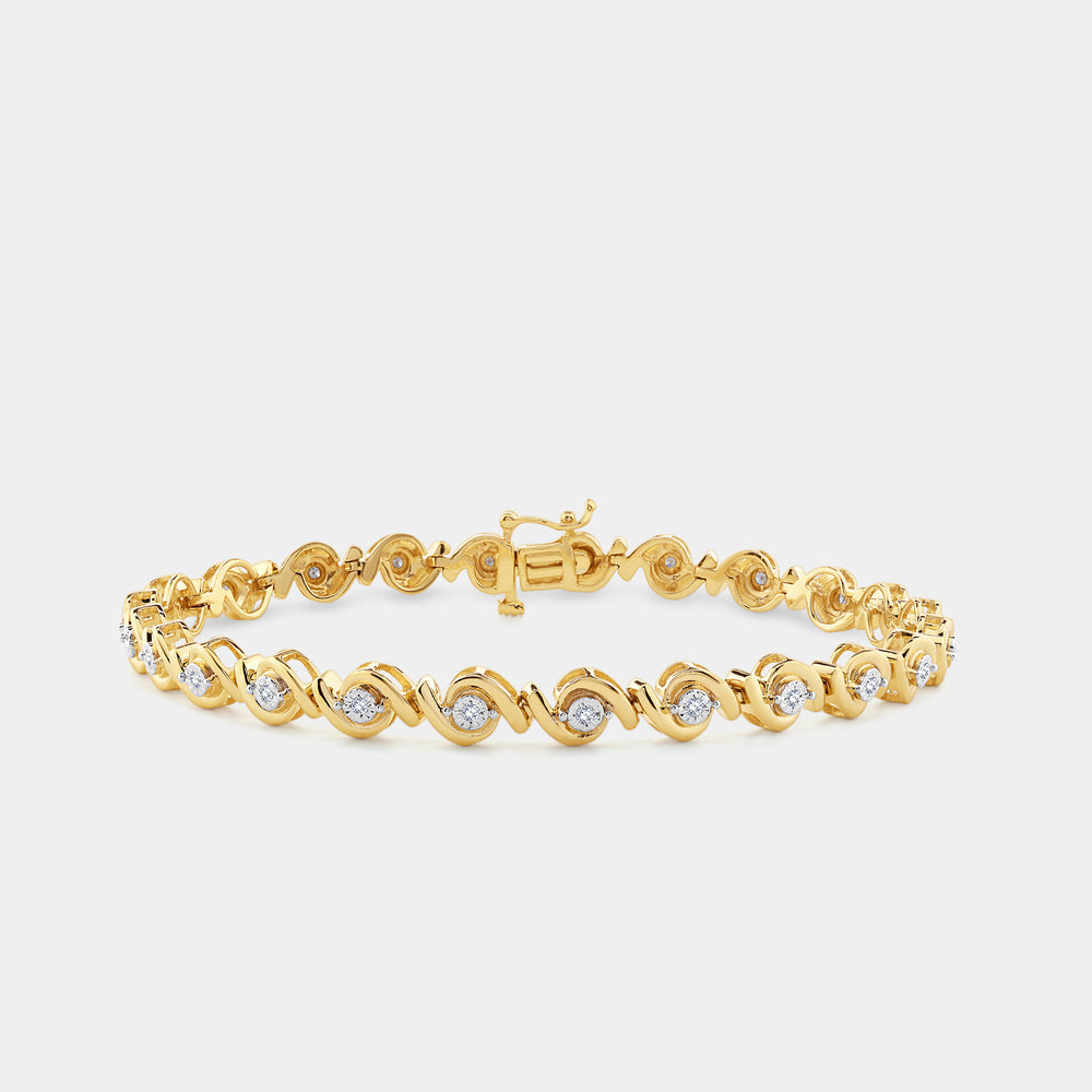 Gilded 1/4 Carat Fashion Bracelet with Diamond Hugging Centers