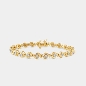 Gilded 1/4 Carat Fashion Bracelet with Diamond Hugging Centers