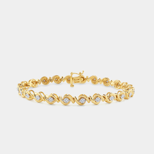 Gilded 1/4 Carat Lab-Grown Fashion Bracelet with Diamond Hugging Centers