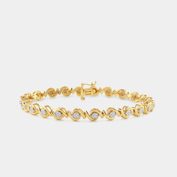 Gilded 1/4 Carat Fashion Bracelet with Diamond Hugging Centers