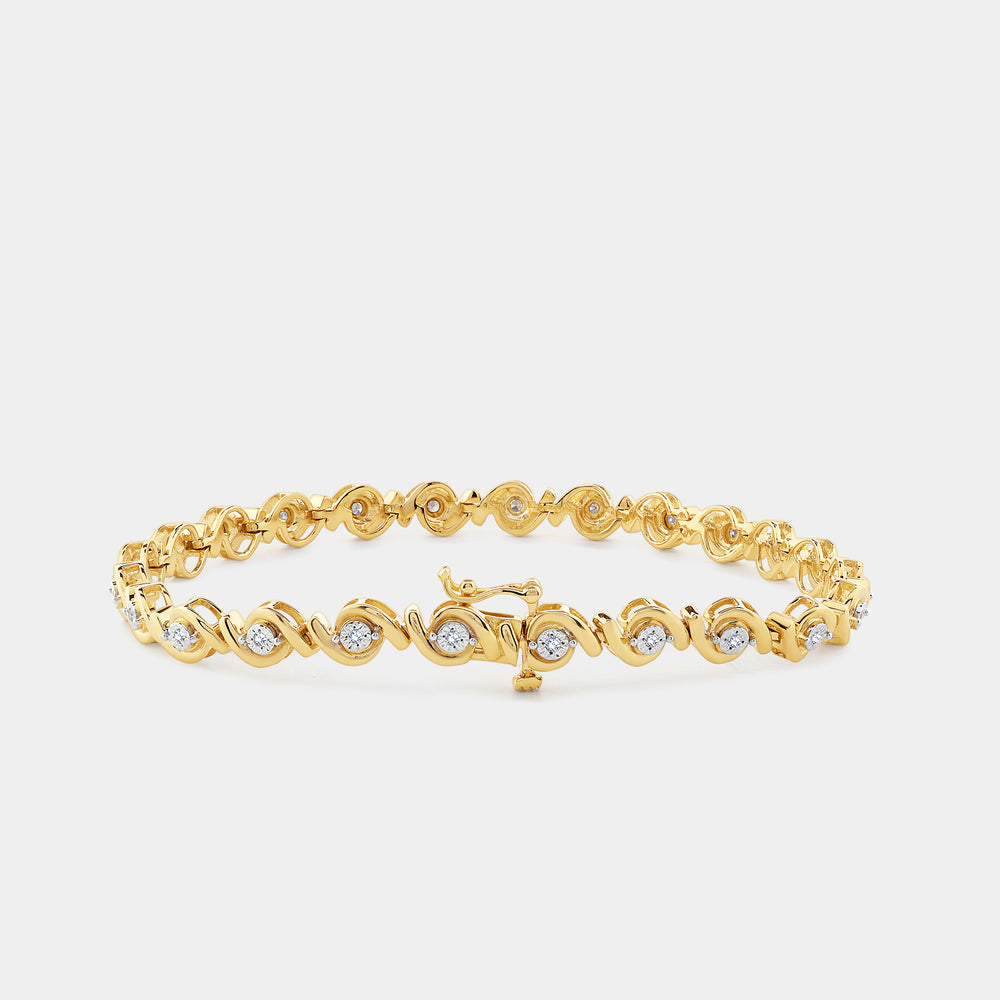 Gilded 1/4 Carat Fashion Bracelet with Diamond Hugging Centers