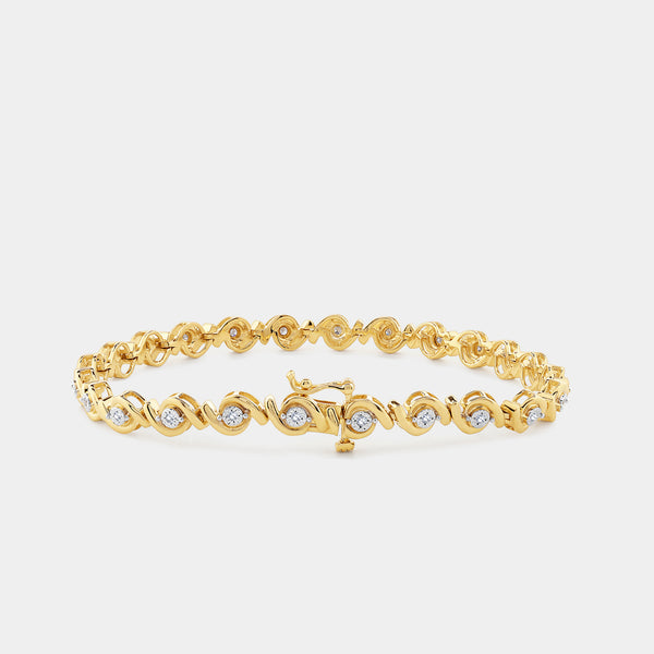 Gilded 1/4 Carat Fashion Bracelet with Diamond Hugging Centers
