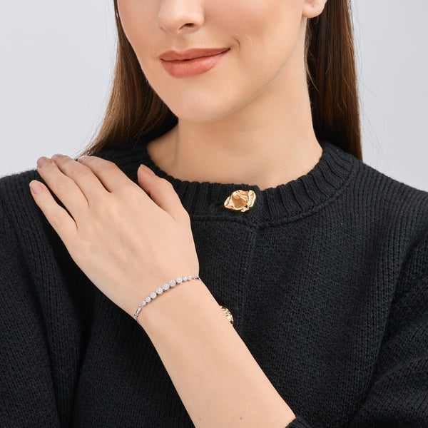 1/2 Carat Lab-Grown Diamond Bolo Bracelet with Composite Round-Shaped Motifs — GILDED New York