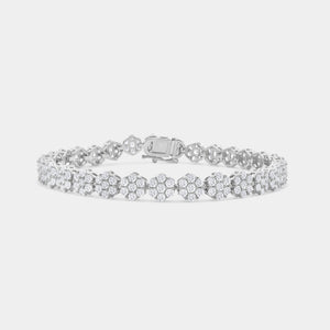 Gilded 5 Carat Lab-Grown Diamond Fashion Bracelet with Graduating Blossom Motifs