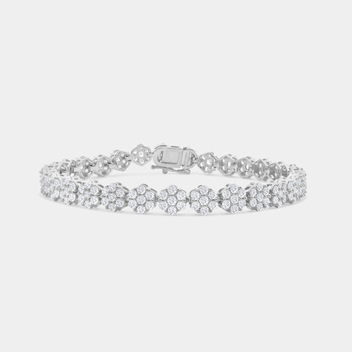 Gilded 5 Carat Lab-Grown Diamond Fashion Bracelet with Graduating Blossom Motifs