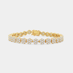 Gilded 5 Carat Lab-Grown Diamond Fashion Bracelet with Graduating Blossom Motifs