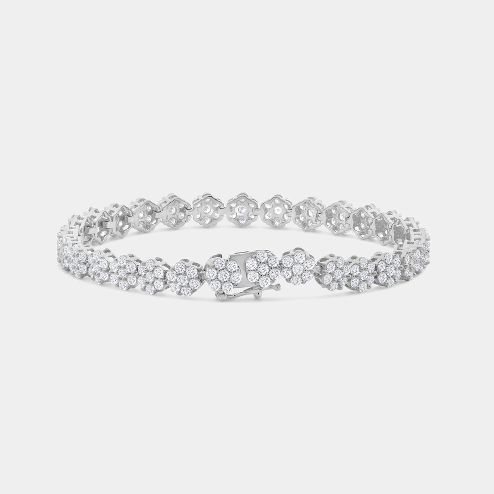 Gilded 5 Carat Lab-Grown Diamond Fashion Bracelet with Graduating Blossom Motifs