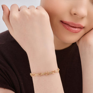 Gilded 1/10 Carat Lab-Grown Diamond Holding Hearts Fashion Bracelet