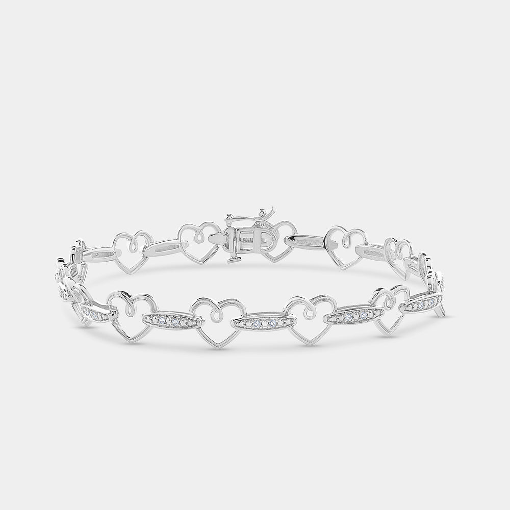 Gilded 1/10 Carat Lab-Grown Diamond Holding Hearts Fashion Bracelet