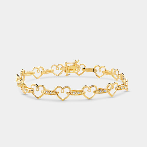 Gilded 1/10 Carat Lab-Grown Diamond Holding Hearts Fashion Bracelet
