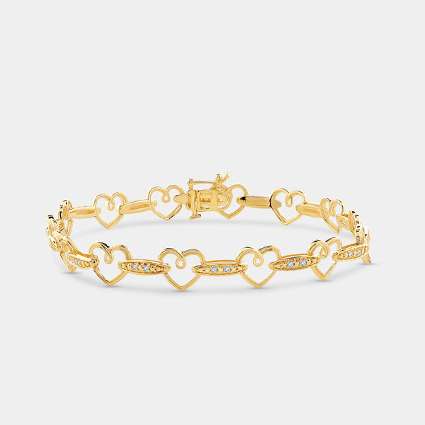 1/10 Carat Lab-Grown Diamond Holding Hearts Fashion Bracelet — GILDED New York