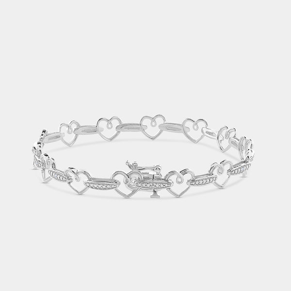 Gilded 1/10 Carat Lab-Grown Diamond Holding Hearts Fashion Bracelet