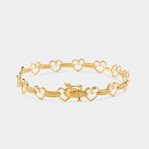 Gilded 1/10 Carat Lab-Grown Diamond Holding Hearts Fashion Bracelet