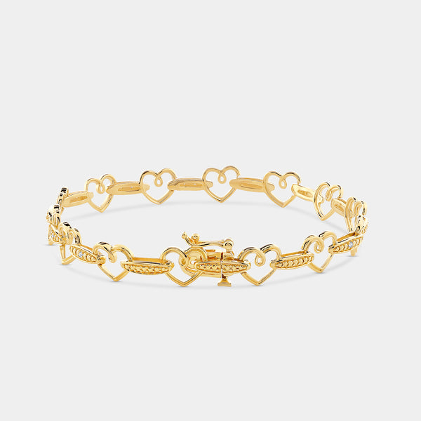 Gilded 1/10 Carat Lab-Grown Diamond Holding Hearts Fashion Bracelet