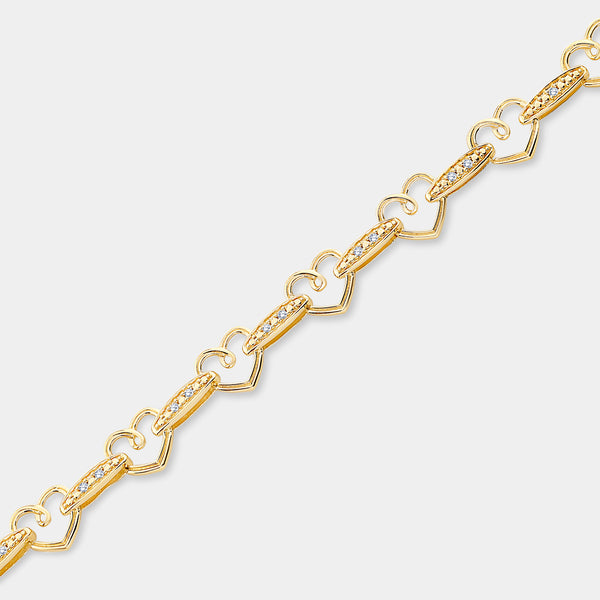 Gilded 1/10 Carat Lab-Grown Diamond Holding Hearts Fashion Bracelet