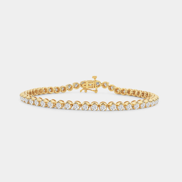 Gilded 4 Carat Lab-Grown Diamond Classic Fashion Bracelet with Round-Shaped Centers in a U-Shaped Setting