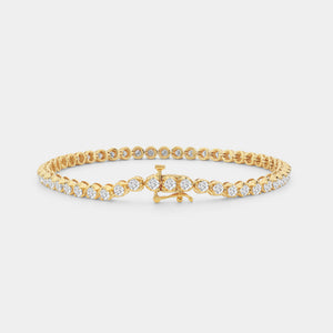 Gilded 4 Carat Lab-Grown Diamond Classic Fashion Bracelet with Round-Shaped Centers in a U-Shaped Setting