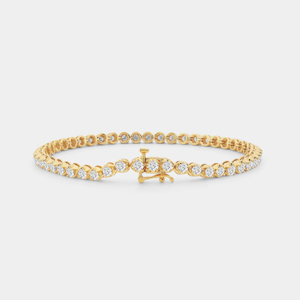 Gilded 4 Carat Lab-Grown Diamond Classic Fashion Bracelet with Round-Shaped Centers in a U-Shaped Setting