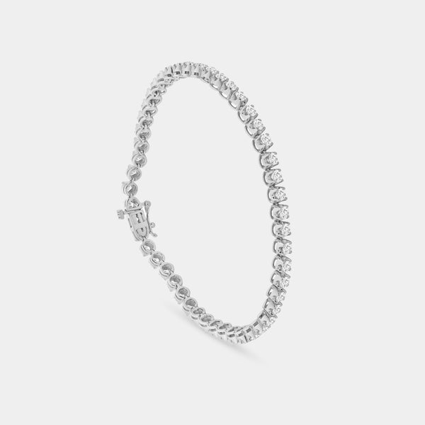 Gilded 4 Carat Lab-Grown Diamond Classic Fashion Bracelet with Round-Shaped Centers in a U-Shaped Setting