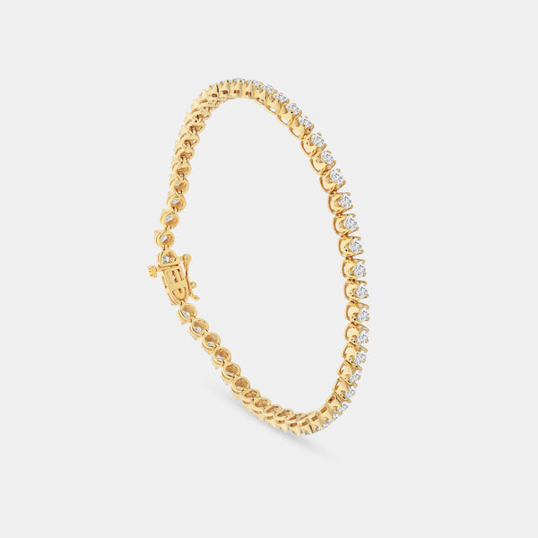 Gilded 4 Carat Lab-Grown Diamond Classic Fashion Bracelet with Round-Shaped Centers in a U-Shaped Setting