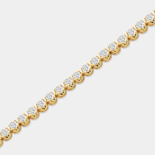 Gilded 4 Carat Lab-Grown Diamond Classic Fashion Bracelet with Round-Shaped Centers in a U-Shaped Setting