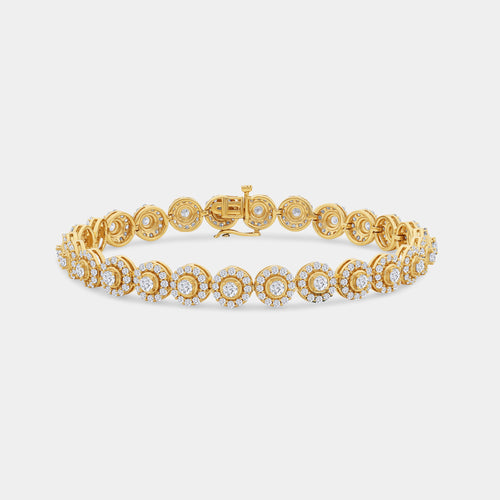 Gilded 5 Carat Lab-Grown Diamond Halo Fashion Bracelet