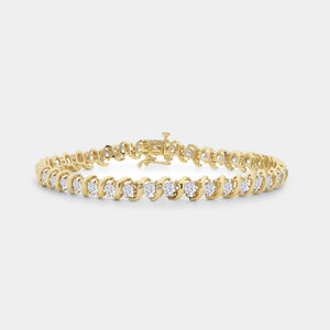 4 Carat Lab-Grown Diamond Fashion Bracelet with Curved Metal Bars and Round-Shaped Centers — GILDED New York