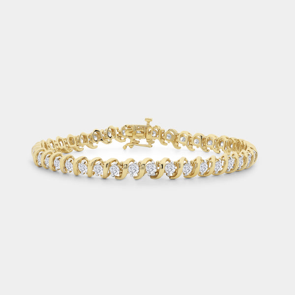 4 Carat Lab-Grown Diamond Fashion Bracelet with Curved Metal Bars and Round-Shaped Centers — GILDED New York