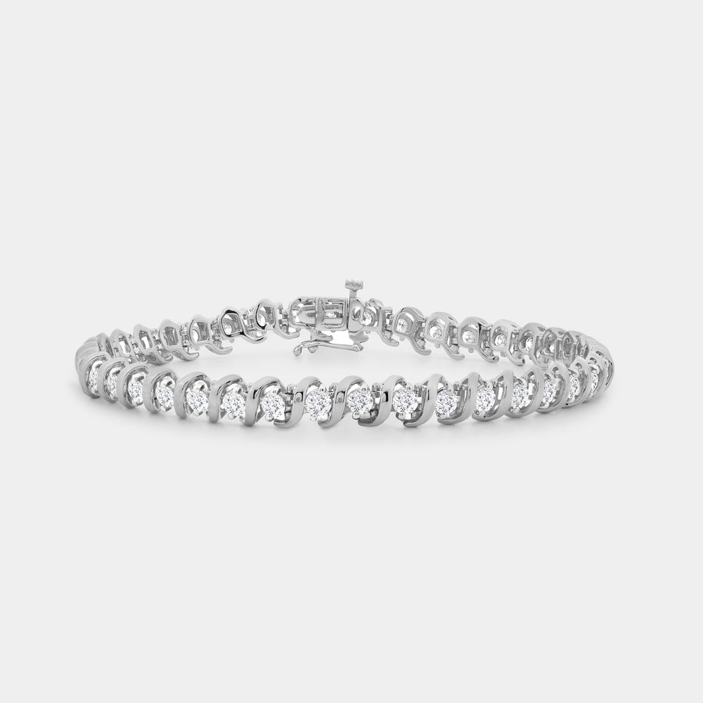 4 Carat Lab-Grown Diamond Fashion Bracelet with Curved Metal Bars and Round-Shaped Centers — GILDED New York