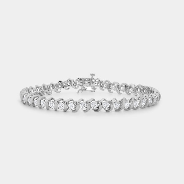 4 Carat Lab-Grown Diamond Fashion Bracelet with Curved Metal Bars and Round-Shaped Centers — GILDED New York