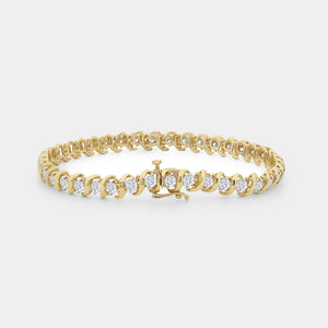 4 Carat Lab-Grown Diamond Fashion Bracelet with Curved Metal Bars and Round-Shaped Centers — GILDED New York