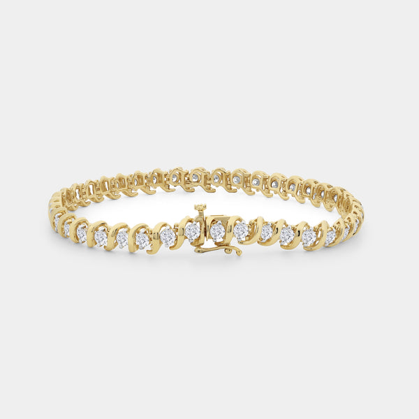 4 Carat Lab-Grown Diamond Fashion Bracelet with Curved Metal Bars and Round-Shaped Centers — GILDED New York