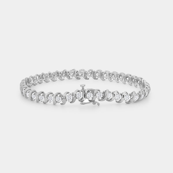 4 Carat Lab-Grown Diamond Fashion Bracelet with Curved Metal Bars and Round-Shaped Centers — GILDED New York