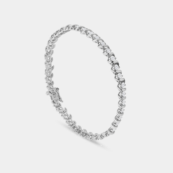 4 Carat Lab-Grown Diamond Fashion Bracelet with Curved Metal Bars and Round-Shaped Centers — GILDED New York