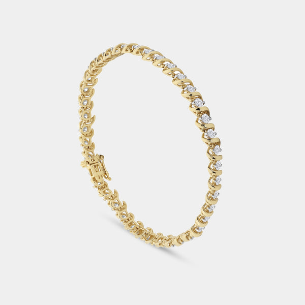 4 Carat Lab-Grown Diamond Fashion Bracelet with Curved Metal Bars and Round-Shaped Centers — GILDED New York