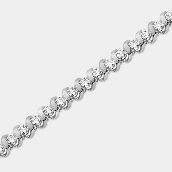 4 Carat Lab-Grown Diamond Fashion Bracelet with Curved Metal Bars and Round-Shaped Centers — GILDED New York