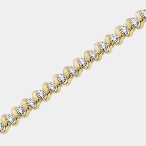4 Carat Lab-Grown Diamond Fashion Bracelet with Curved Metal Bars and Round-Shaped Centers — GILDED New York