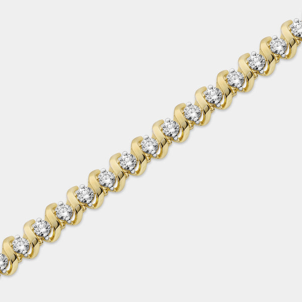 4 Carat Lab-Grown Diamond Fashion Bracelet with Curved Metal Bars and Round-Shaped Centers — GILDED New York