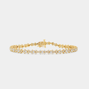 Gilded 2 Carat Lab-Grown Diamond Fashion Bracelet with Kite-Shaped Composite Motifs