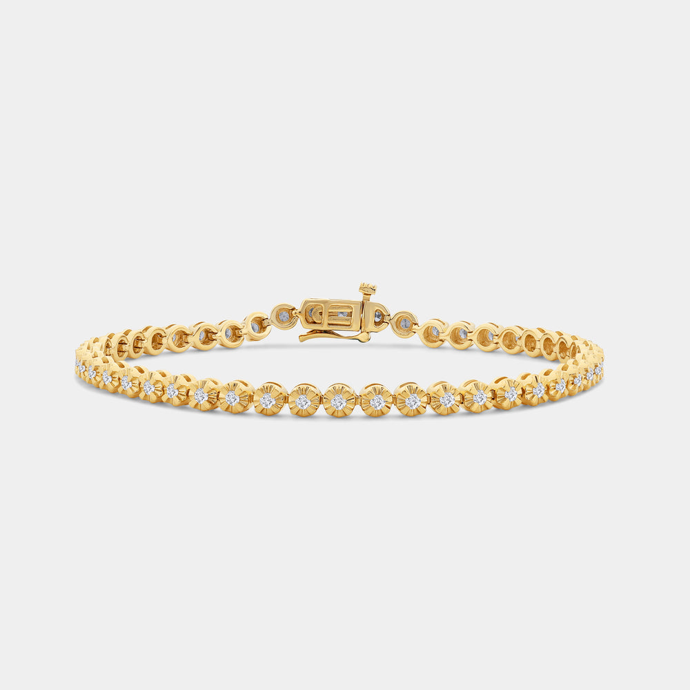 Gilded 1 Carat Lab-Grown Diamond Classic Fashion Bracelet in an Illusion-Plate Setting