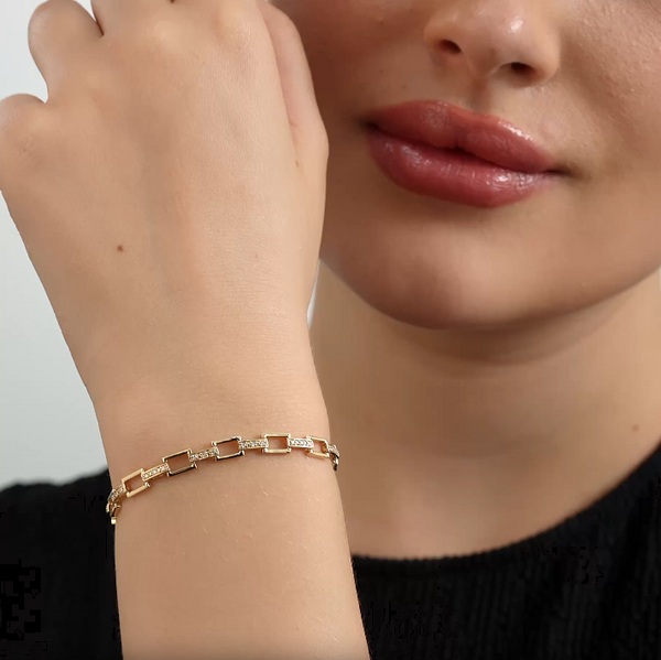 1/6 Carat Lab-Grown Diamond Geometric Cable Fashion Bracelet — GILDED New York