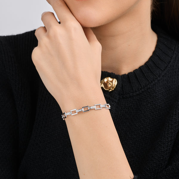 1/6 Carat Lab-Grown Diamond Geometric Cable Fashion Bracelet — GILDED New York