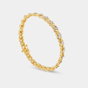 Gilded 1/4 Carat Lab-Grown Diamond Fashion Bracelet with Illusion-Plate Centers