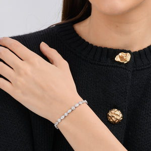 Gilded 3 Carat Lab-Grown Diamond Fashion Bracelet with Marquise and Round-Shaped Composite Centers