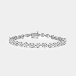 Gilded 3 Carat Lab-Grown Diamond Fashion Bracelet with Marquise and Round-Shaped Composite Centers
