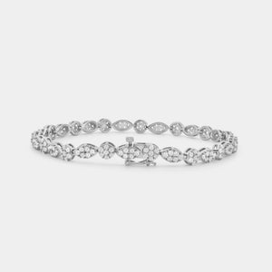 Gilded 3 Carat Lab-Grown Diamond Fashion Bracelet with Marquise and Round-Shaped Composite Centers