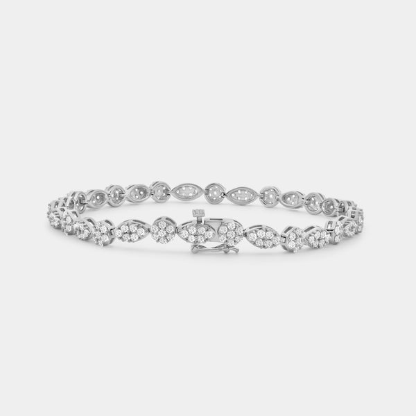 Gilded 3 Carat Lab-Grown Diamond Fashion Bracelet with Marquise and Round-Shaped Composite Centers