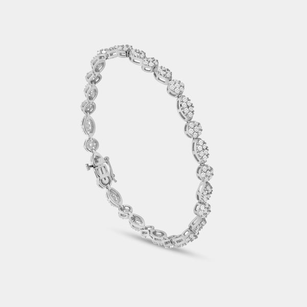 Gilded 3 Carat Lab-Grown Diamond Fashion Bracelet with Marquise and Round-Shaped Composite Centers
