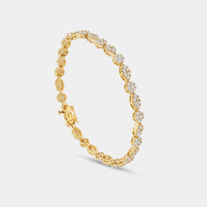 Gilded 3 Carat Lab-Grown Diamond Fashion Bracelet with Marquise and Round-Shaped Composite Centers