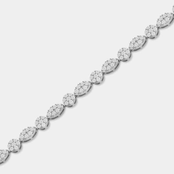 Gilded 3 Carat Lab-Grown Diamond Fashion Bracelet with Marquise and Round-Shaped Composite Centers